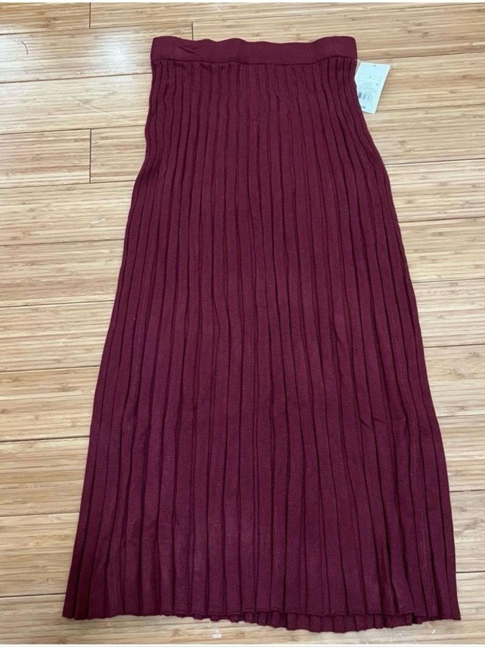 NWT a new day Ribbed Midi Skirt - Burgundy S - Picture 2 of 6